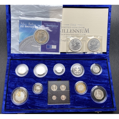 109 - A small World coin accumulation, strength in UK coins noted x3 silver Britannia’s, 2000 silver £5 pr... 