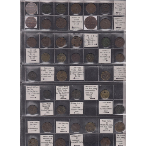 119 - A collection of UK Tokens from 17th Century to 20th Century, including 1669 King’s Lynn farthing, Gi... 