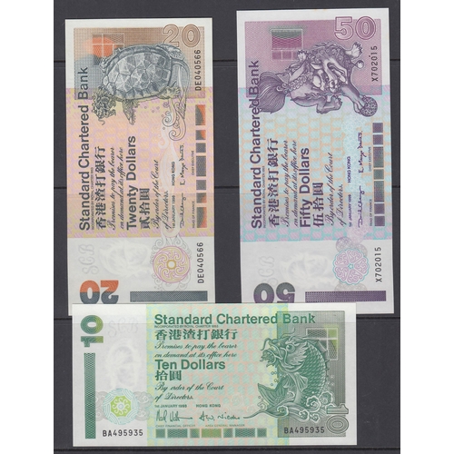 95 - Hong Kong Standard Charter Bank set of three banknotes $10/$20/$50 in good condition
