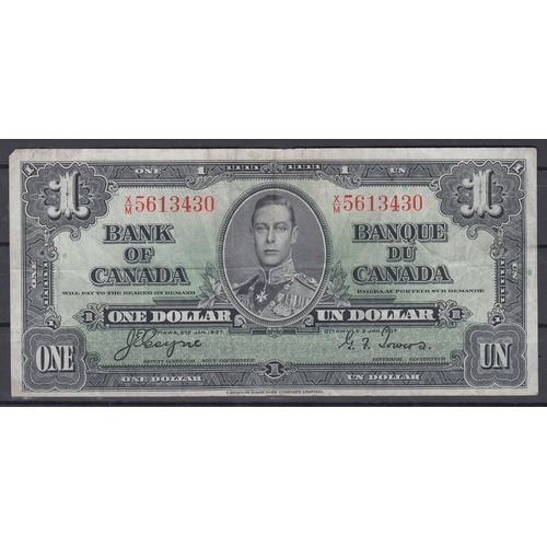97 - Canada 1937 $1 banknote, in fair condition