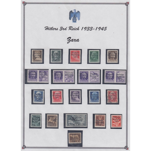 268 - A small mint and used accumulation of WWII German Occupation stamps on 4 album pages, noted Yugoslav... 
