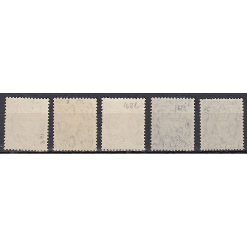 338 - 1937 3d, five different fine mint examples, to include SG168/168a/168c/168ca and SG186, Cat £400+