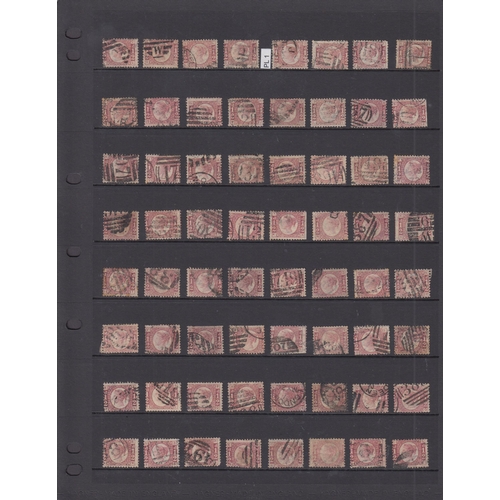 587 - 1870 ½d rose-red pl 1 x 128 used examples on double sided Hagner, mostly good to fine, Cat £12,800