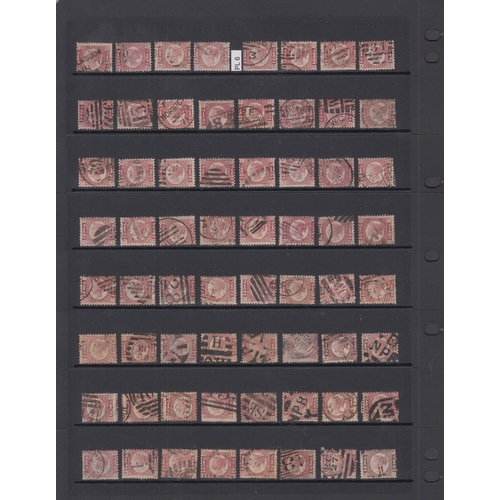 590 - ½d rose-red pl 6 x128 used examples on double sided Hagner, mostly good to fine, Cat £3840