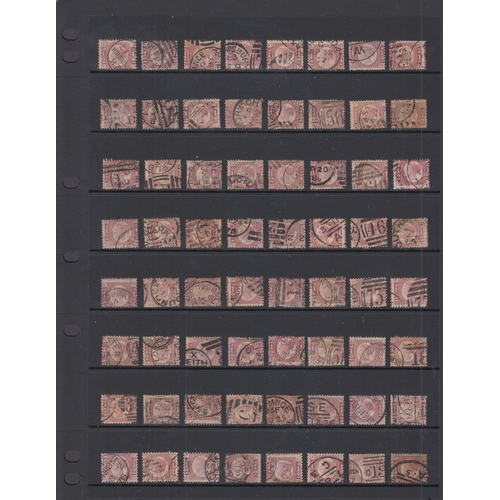 593 - ½d rose-red pl 11 x128 used examples on double sided Hagner, mostly good to fine, Cat £3840