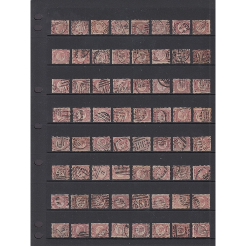 594 - ½d rose-red pl 12 x128 used examples on double sided Hagner, mostly good to fine, Cat £3840