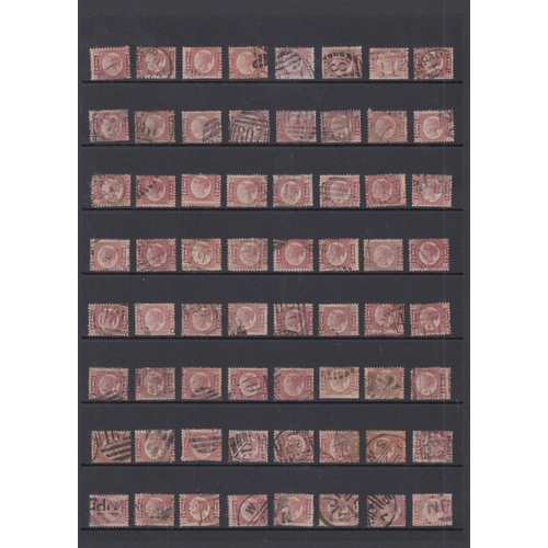 597 - ½d rose-red pl 15 x128 used examples on double sided Hagner, mostly good to fine, Cat £6400