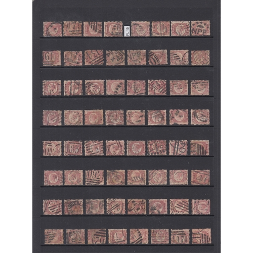 597 - ½d rose-red pl 15 x128 used examples on double sided Hagner, mostly good to fine, Cat £6400