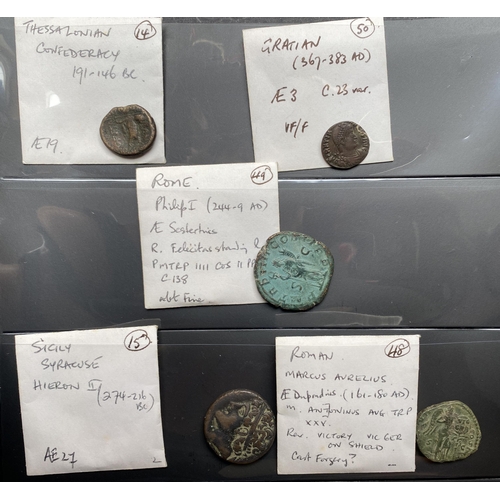 9 - A group of 70+ Ancient coins, including Roman and Greek, condition poor to fair, many identified in ... 