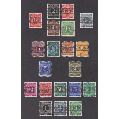 528 - WWII British and American Zone, second issue currency reform part sets fine used, both overprint typ... 