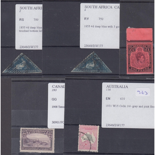 282 - A range of British Commonwealth stamps on stock cards, each identified ready for re-sale, noted Cape... 