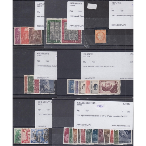 283 - A range of European stamps on stock cards, each identified ready for re-sale, noted Liechtenstein 19... 