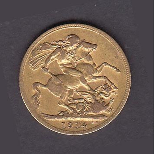 18 - UK 1914 gold full Sovereign, in good condition