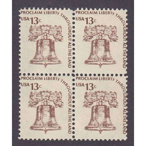 1144 - 1975 SG1586var (Scott 1595var) 13¢ Liberty Bell, postal forgery in mint u/m block of four (see SG fo... 