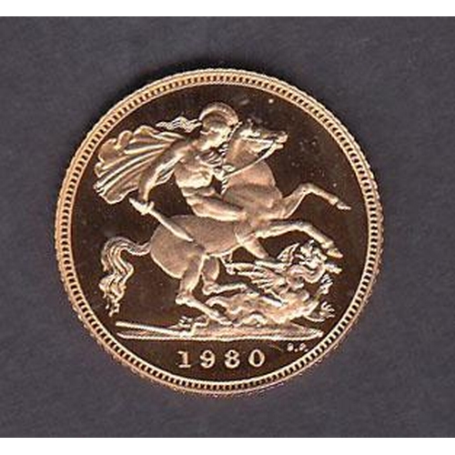 26 - UK 1980 gold proof half Sovereign, boxed with CoA