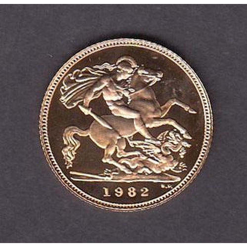 32 - UK 1982 gold proof half Sovereign, boxed with CoA