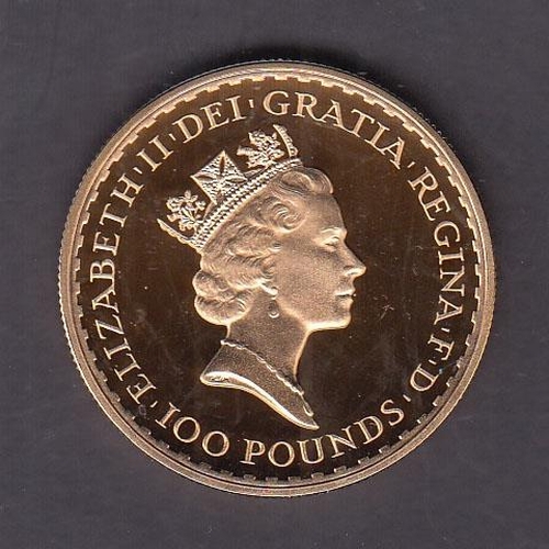 34 - UK 1987 Britannia gold proof £100 (1oz), boxed