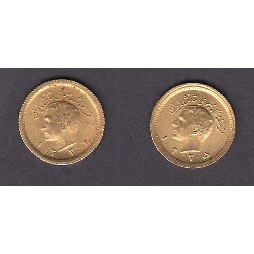 58 - Iran ¼ gold Pahlavi x2 coins, in good condition