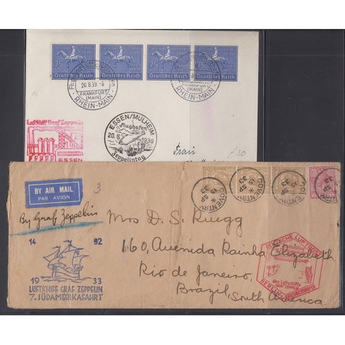 308 - A group of four Zeppelin covers/cards sent from 1931 to 1939, including various special illustrated ... 