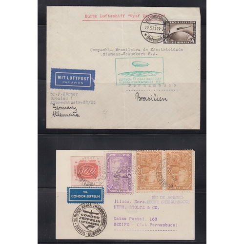 308 - A group of four Zeppelin covers/cards sent from 1931 to 1939, including various special illustrated ... 