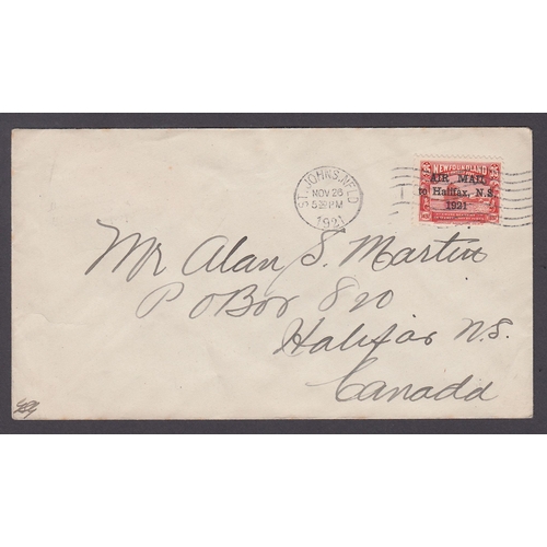 310 - Newfoundland 1921 Airmail First Flight cover, affixed with SG148a ‘Air Mail to Halifax NS 1921’.