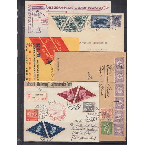 305 - A collection of 200+ Dutch Air Mail covers from 1923-1983, written up on album pages in 3 Simplex al... 