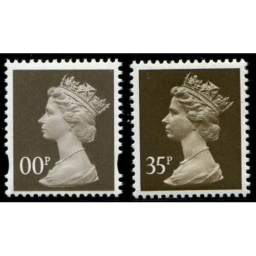 873 - 2005 '00p' colour trial elliptical perf in Sepia (colour used for the 35p, SG Y1698) U/M with issued... 