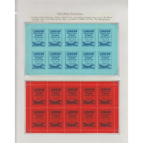 231 - A study on UK Stamp Exhibition’s written up on album pages, from 1912 to 2010, including stamp sets,... 