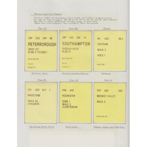 232 - A study on UK Mechanised Mail from the 1930s to 2010s written up on album pages, with stamp sets, co... 