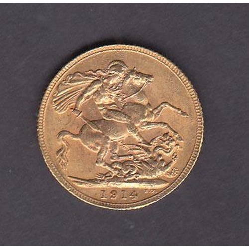 105 - UK 1914 gold full Sovereign, in good condition