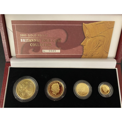 126 - UK 2003 Gold proof Britannia 4 coin Collection, boxed with CofA, total gold weight 63g