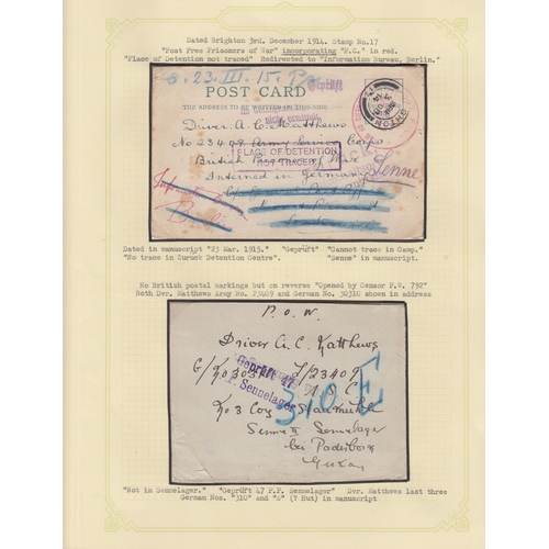 551 - A collection of WWII correspondence from DVR Mathews, including covers from POW camps sent to Bright... 