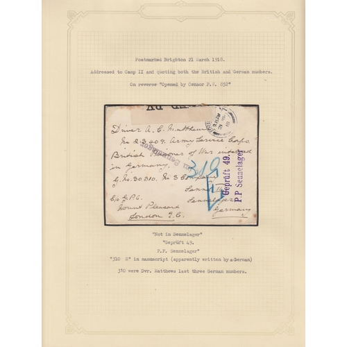 551 - A collection of WWII correspondence from DVR Mathews, including covers from POW camps sent to Bright... 