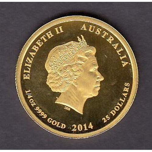 37 - Australia 2014 gold $25 coin, in good condition