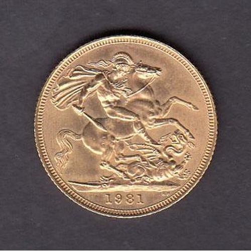 64 - UK 1981 gold full Sovereign, in good condition