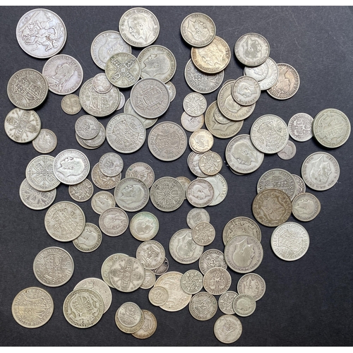 94 - A small accumulation of mainly UK 20th Century circulated coins, including 800g of pre 1947 silver, ... 