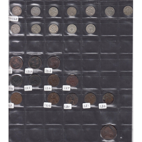 12 - A small accumulation of UK coins from Farthings to Half Crowns, from 1822 to 1951, including 1853 Fa... 