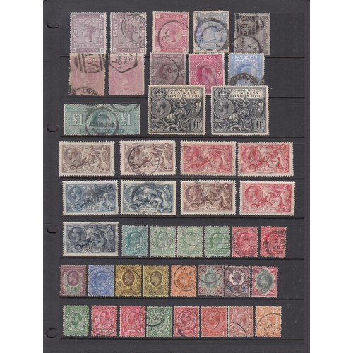 469 - A mostly used QV to KGV range on double sided Hagner sheet, we note a fine 4 margin 1d black pl 10, ... 