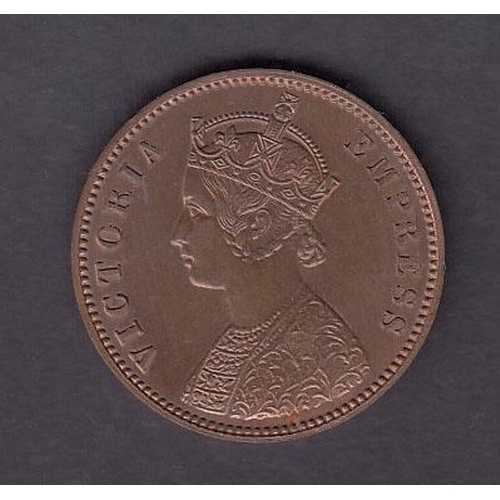 100 - British India 1892 copper original proof ¼ Anna, Calcutta mint in red, ex David Fore collection