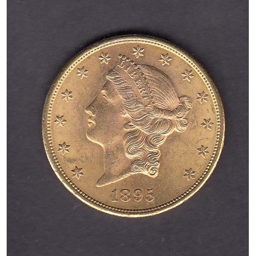 102 - USA 1895 $20 gold coin, in good condition, 0.9675oz