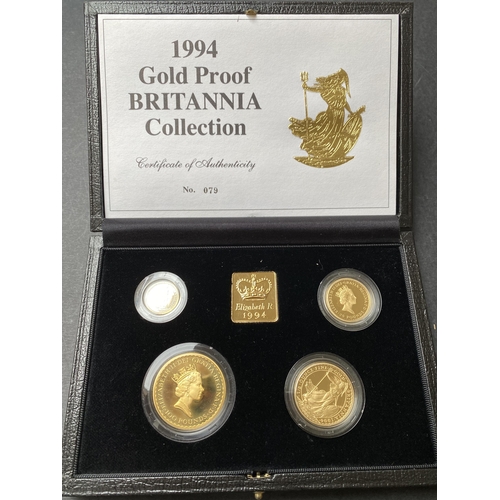 117 - UK 1994 Gold proof Britannia 4 coin Collection, boxed with CofA, total gold weight 63g