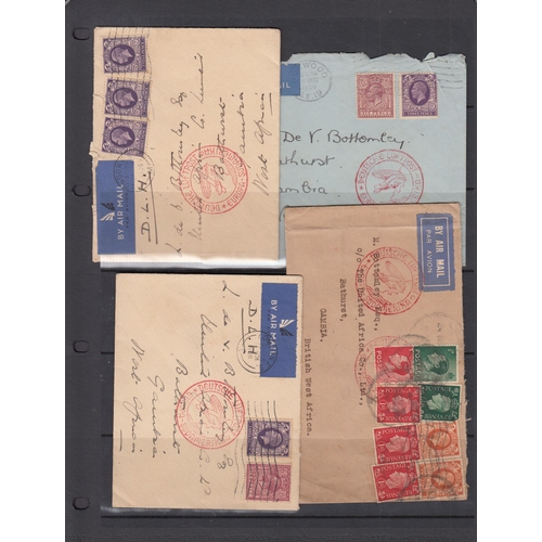 310 - A group of 8 Zeppelin covers from 1935-37 all sent UK-Berlin-Gambia, each with Zeppelin South Americ... 