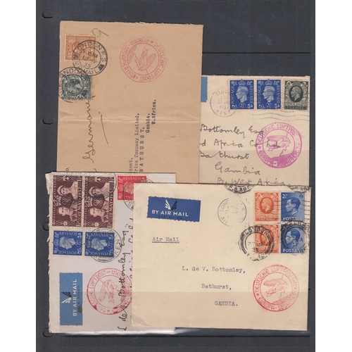 310 - A group of 8 Zeppelin covers from 1935-37 all sent UK-Berlin-Gambia, each with Zeppelin South Americ... 