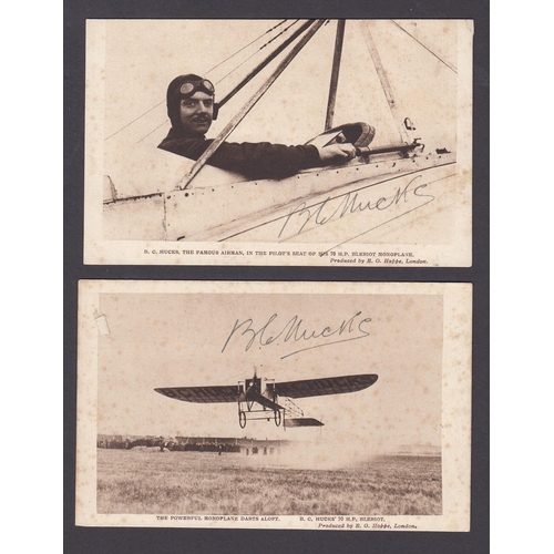 316 - A pair of early flight postcards, both signed by Bentfield C. Hucks