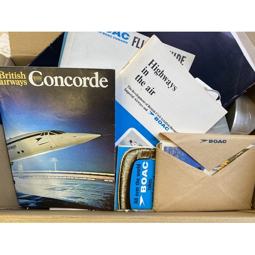 321 - An accumulation of BOAC and Concorde memorabilia, including Flight Plan, Concorde menu, tie pin and ... 