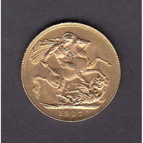 49 - UK 1927 gold full Sovereign, South Africa mint mark, in good condition