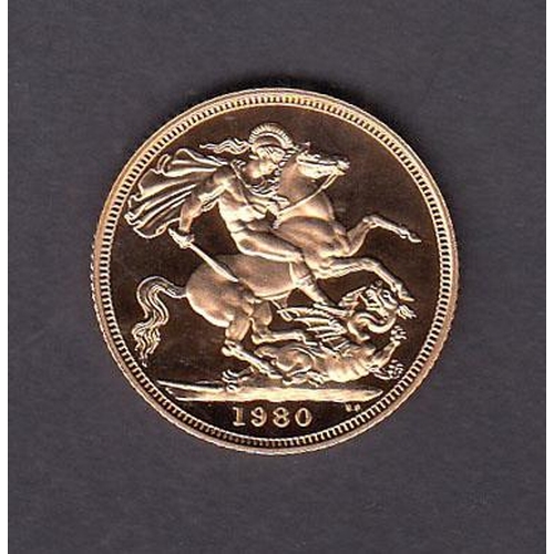 67 - UK 1980 gold full Sovereign, encapsulated