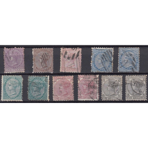 814 - A group of eleven used issues from 1874-78 including 1d, 3d, 4d, 6d (2 shades), 1/- x2 (1 rounded co... 