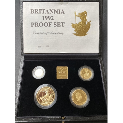 91 - UK 1992 Gold proof Britannia 4 coin Collection, boxed with CofA, total gold weight 63g