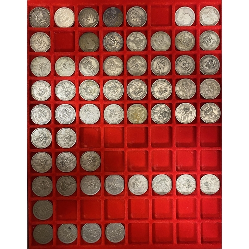 42 - A collection of UK coins from 3d to 4/-, from Charles I to QEII, mixed condition, noted Charles I Ha... 